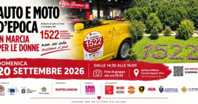 AUTO D’EPOCA IN MARCIA CONTRO LA VIOLENZA SULLE DONNE: A MILANO I MOTORI ACCENDONO I RIFLETTORI SUL 1522